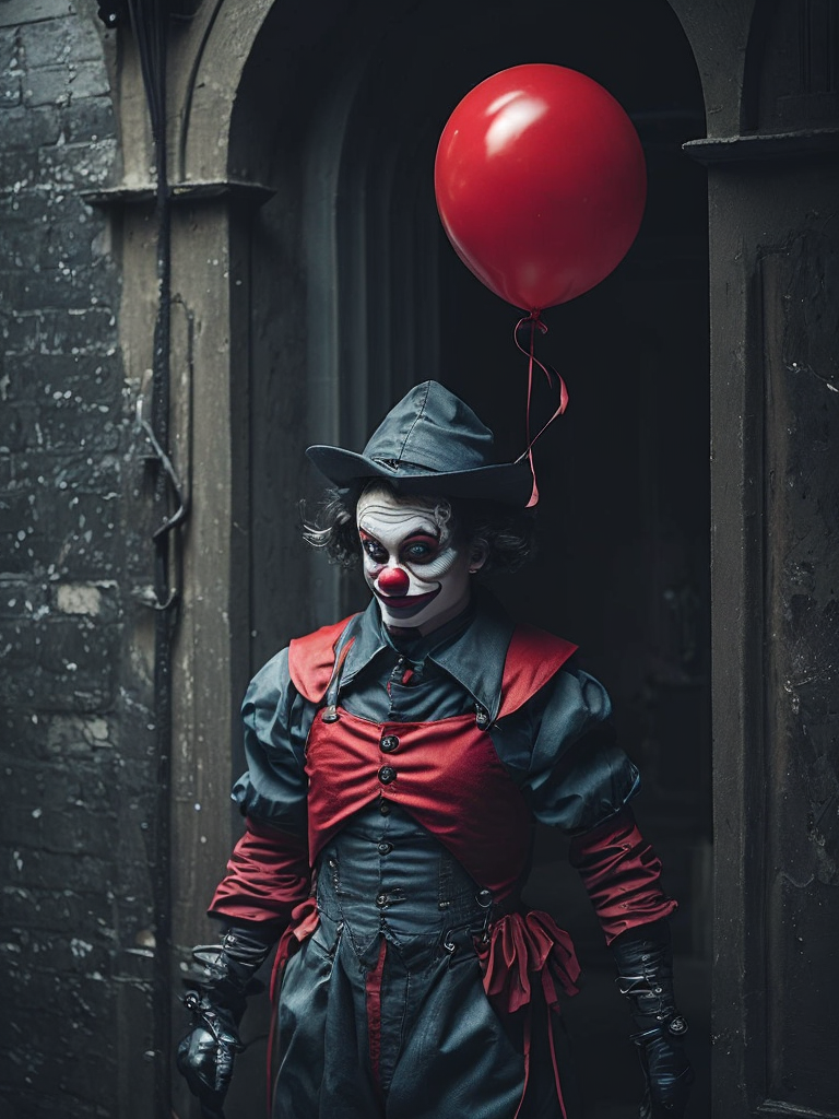 it clown with red baloon