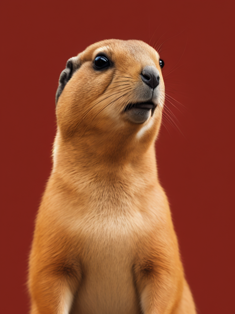 Prairie dog, portrait, simple background, red background, fat prairie dog, cute, animal, from side