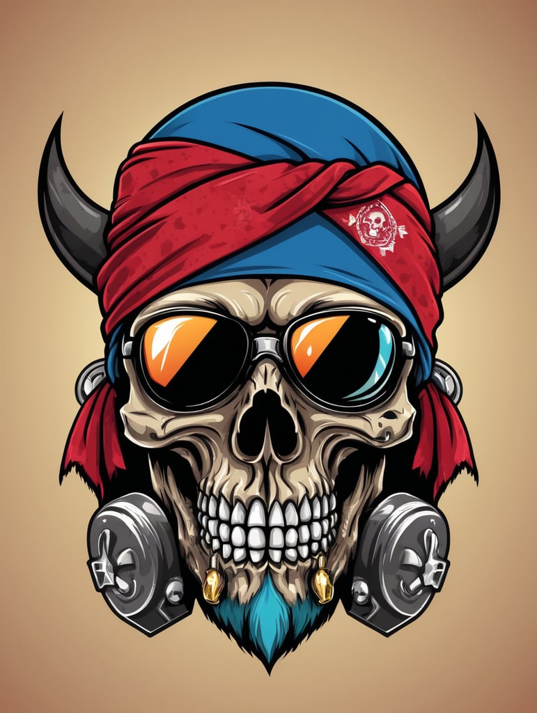Zombie bandit skull with bandana on face mascot logo, e-gaming, bright colors, Gaming Logo, vector image