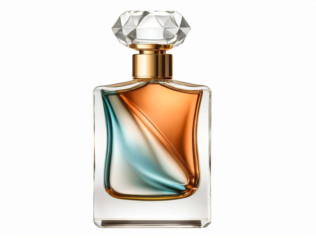 professional photography of a luxury perfume bottle , no background, no label, clear, mockup