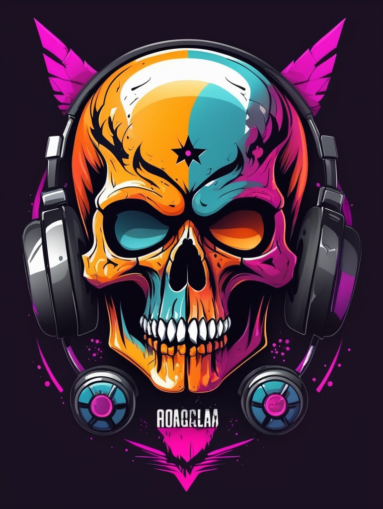 Vector punk skull mascot logo, bright colors, Skull Gaming Logo, vector image