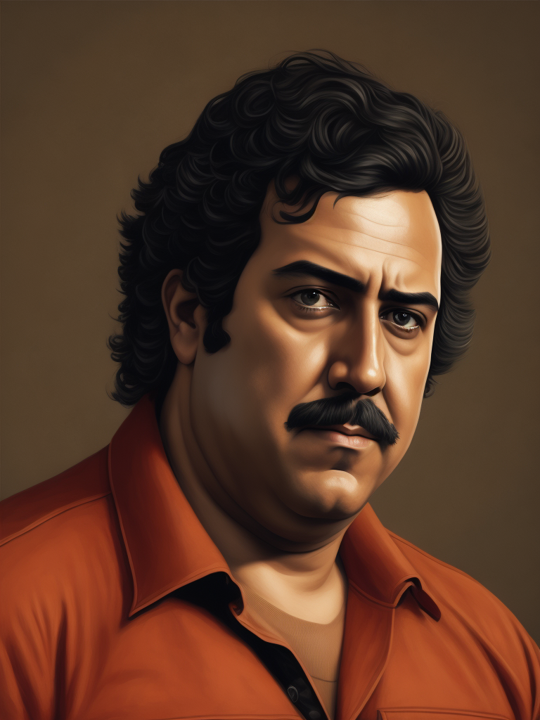 Pablo Escobar, portrait, Painting, Oil, Colombia, style of Botero
