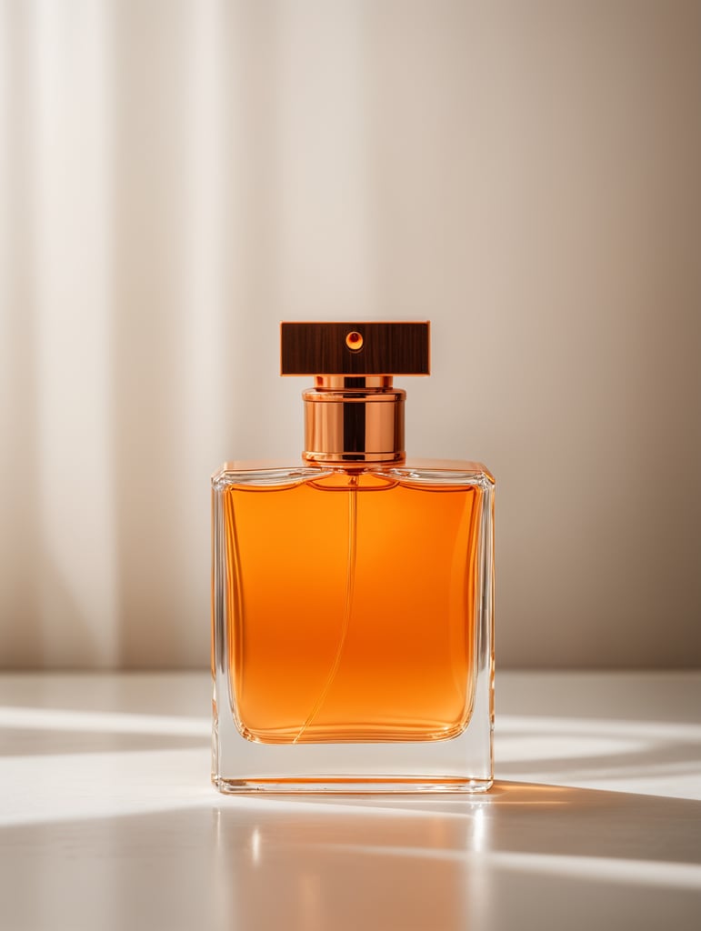 Minimalist orange perfume bottle