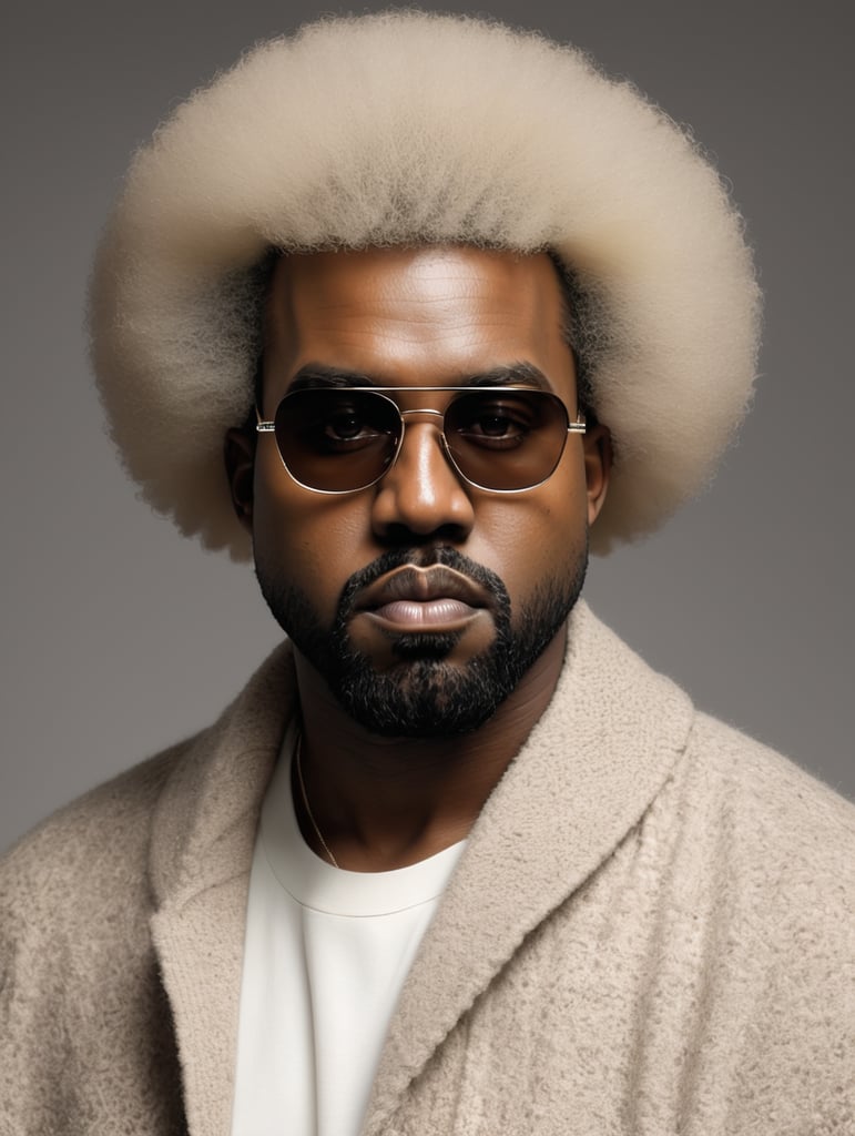 kanye west with an afro