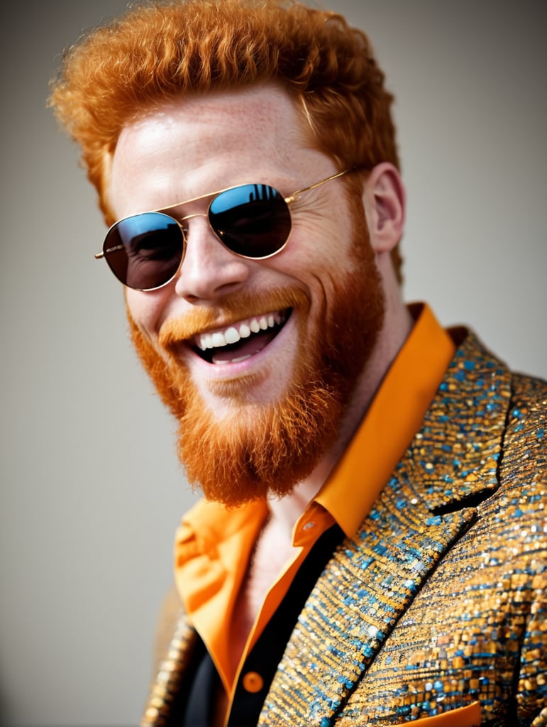 Soul music and Motown Afro ginger beard happy bright