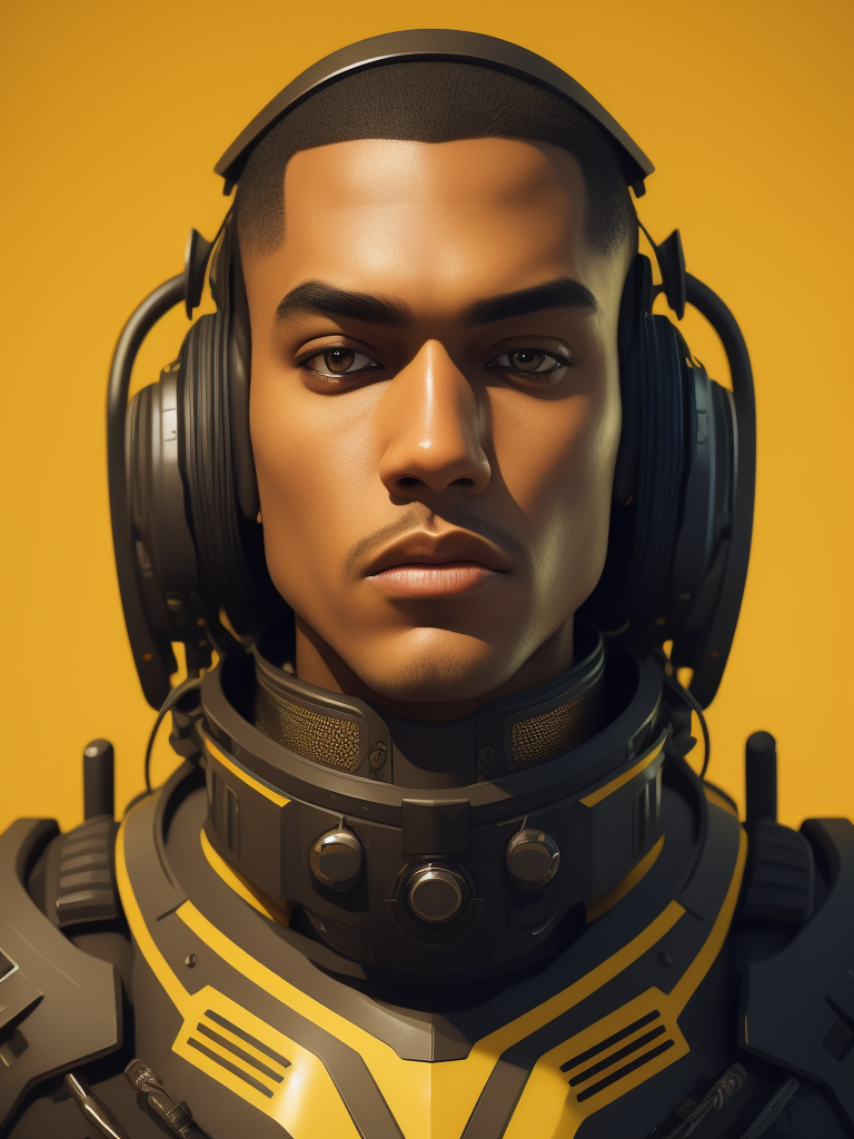 futuristic computer game illustrated character on yellow background illustrated illustration graphic character on purple background in graphic circle in skafander