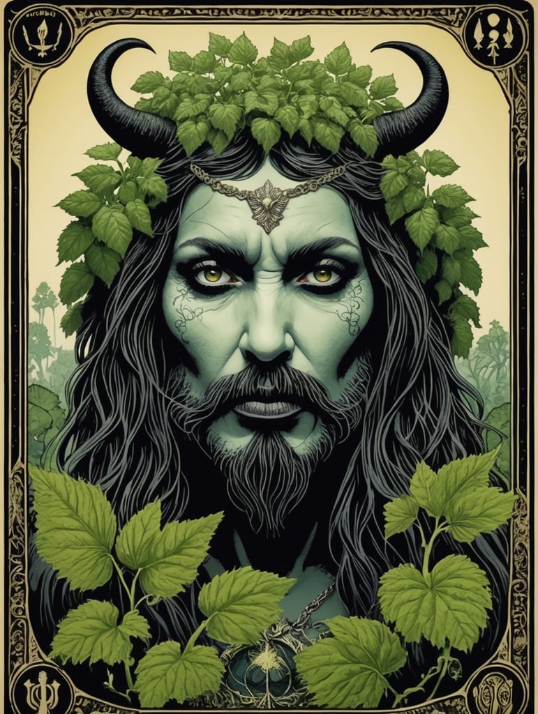 folk horror queen monster hirsute kudzu tarot card