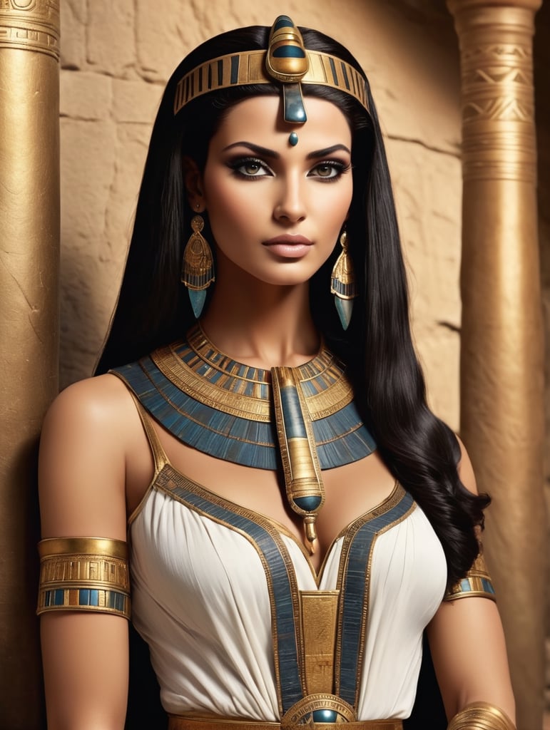 beautiful ancient egyptan queen, dark hair