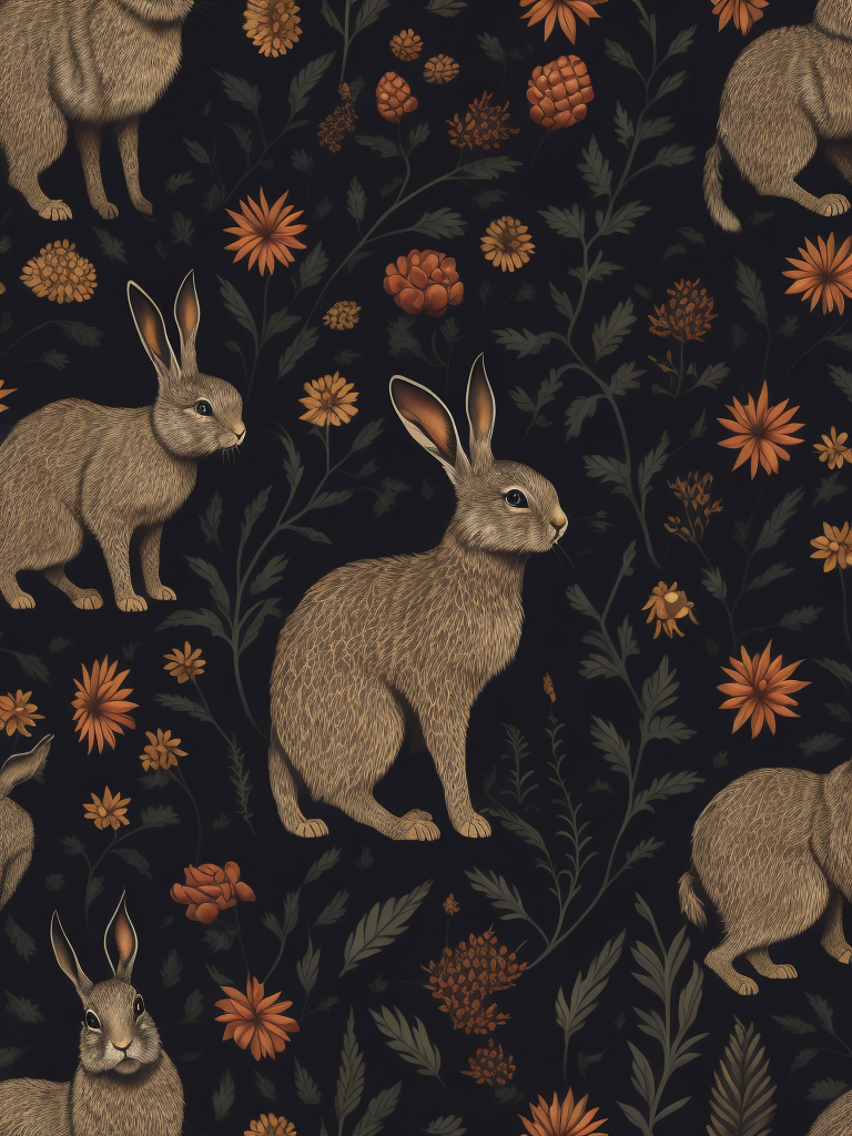 vector seamless pattern with rabbit