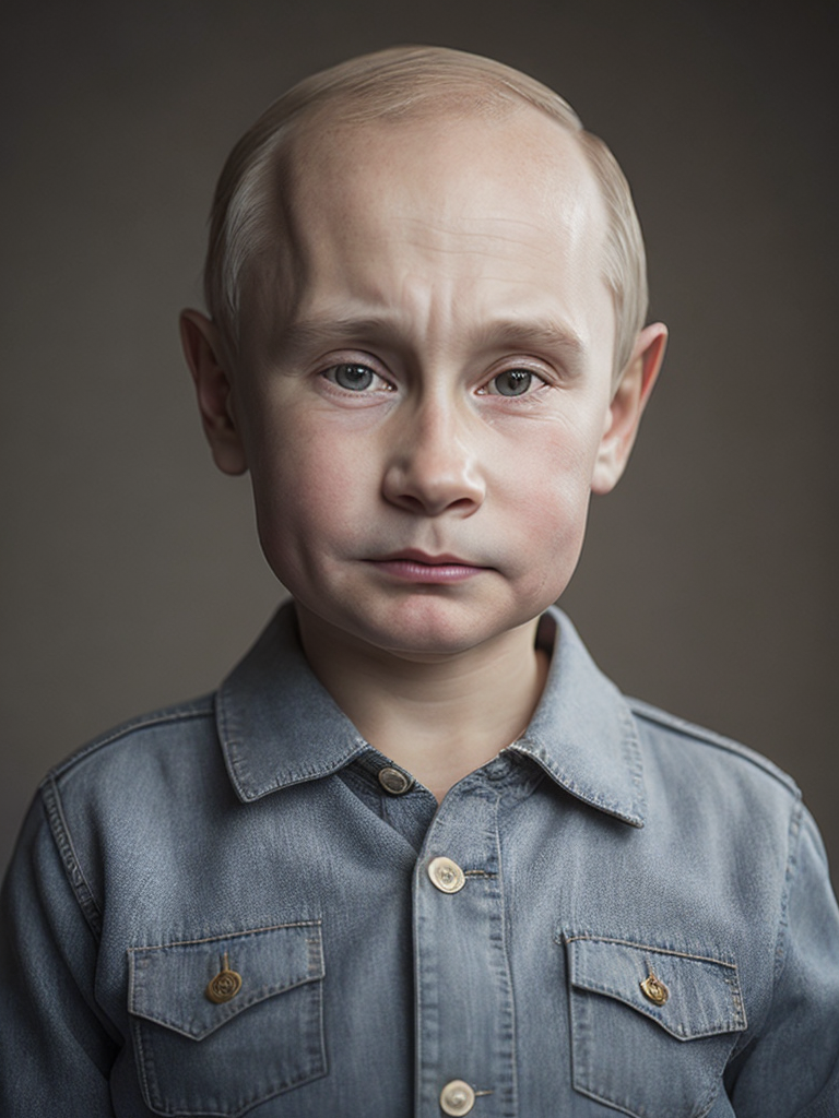 portrait of Vladimir Putin as a kid, happy