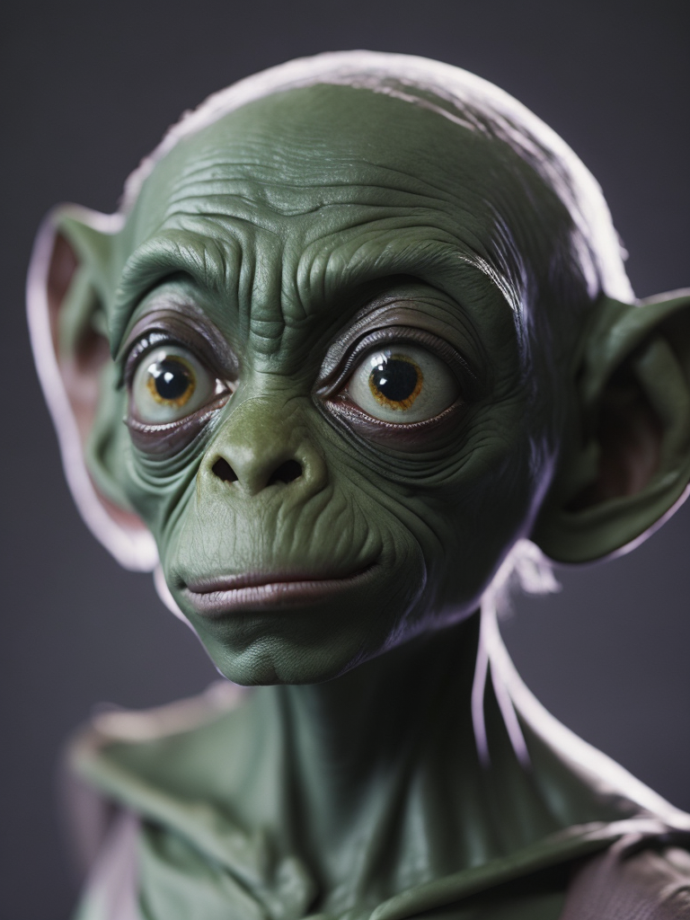 Portrait of Green Gollum Sméagol by Tiago Hoisel, gradient background, Depth of field, Incredibly high detail