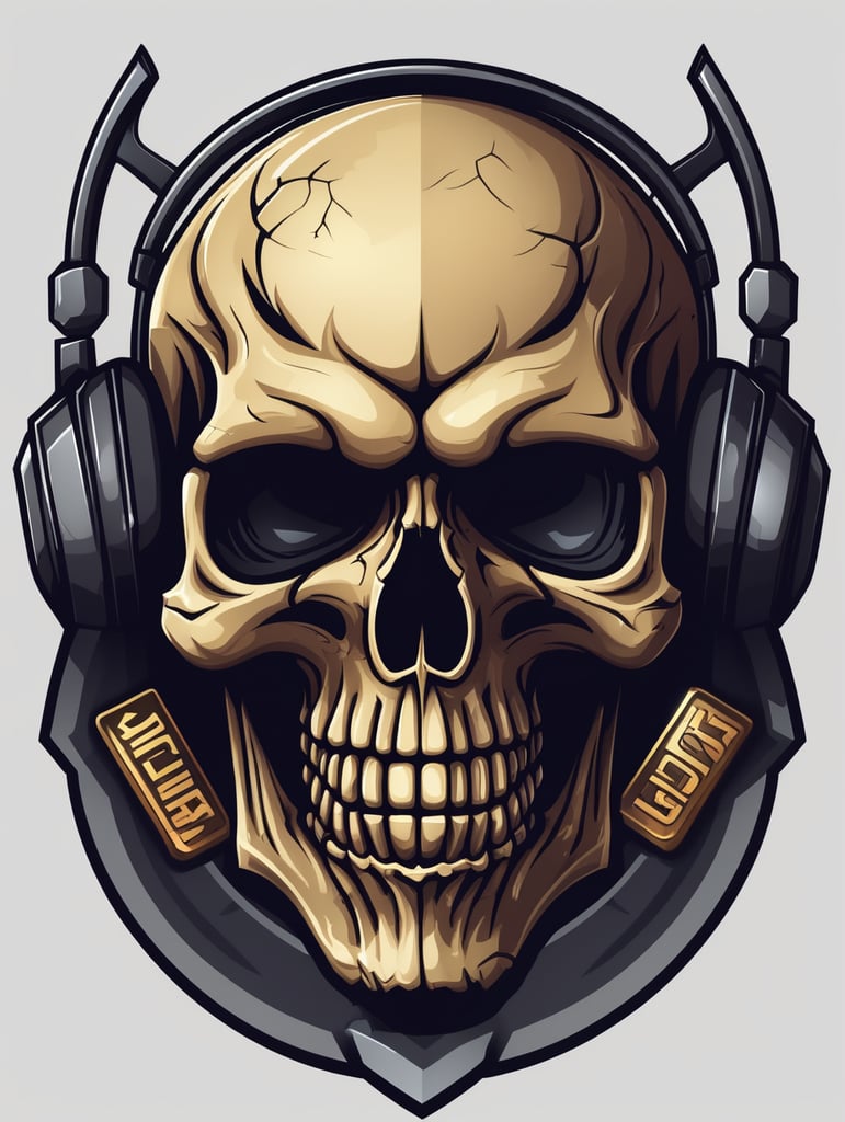 Skull detailed esports gaming logo, vector image