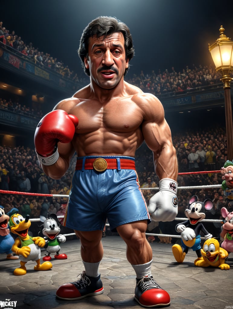 Rocky Balboa as A cartoon character, such as Mickey Mouse, Bugs Bunny, or Homer Simpson.