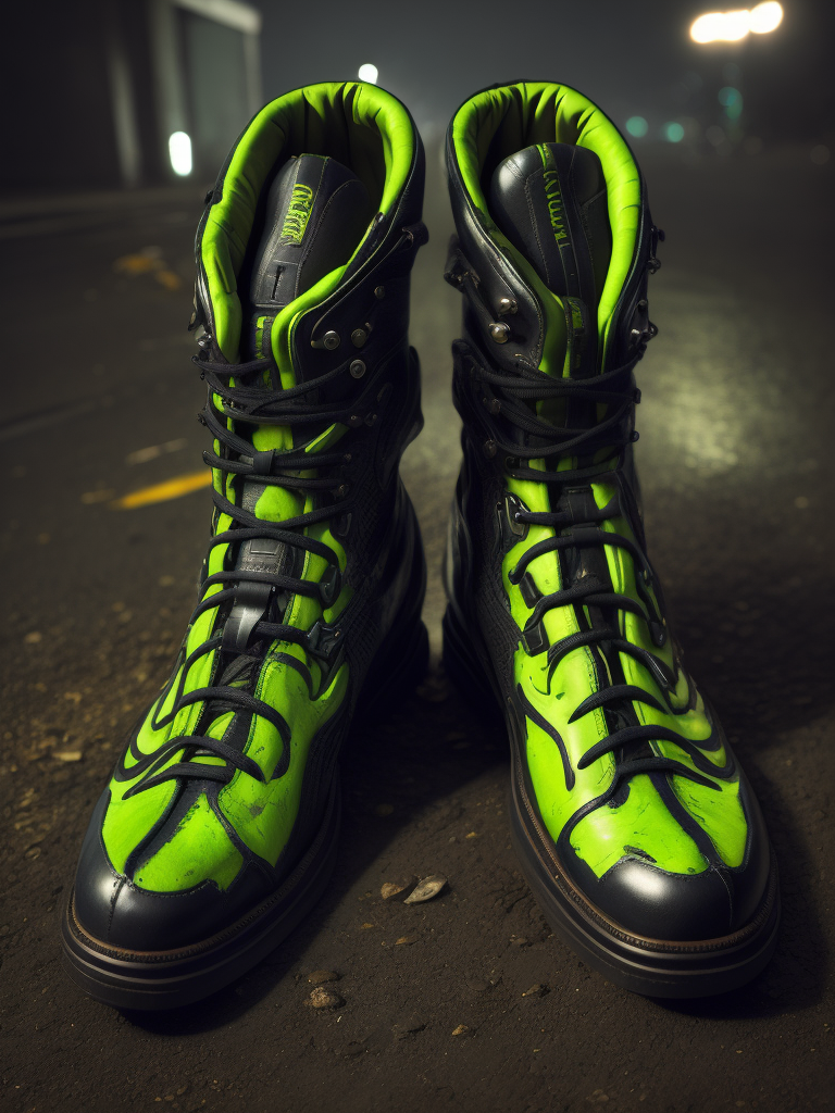 realistic photo of shoes make from dark slime, venom, sci-fi, alien, deep atmosphere, dark, saturation, vibrance, sharp on details