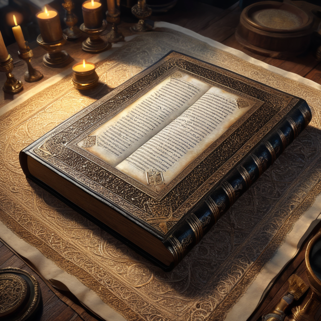 Jewish holy book on a holy looking background