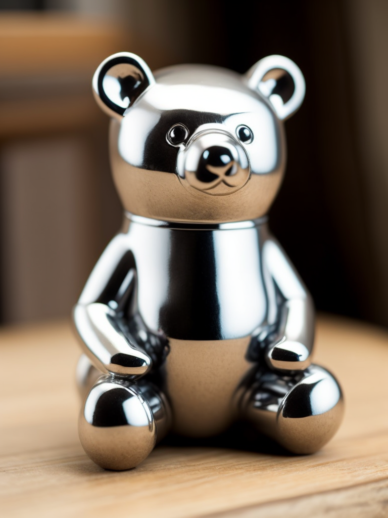 small chrome figure of a bear toy