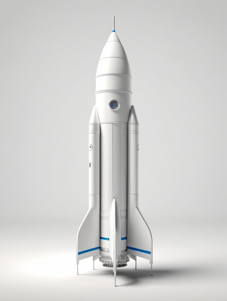 3d rocket render on white background, isolated