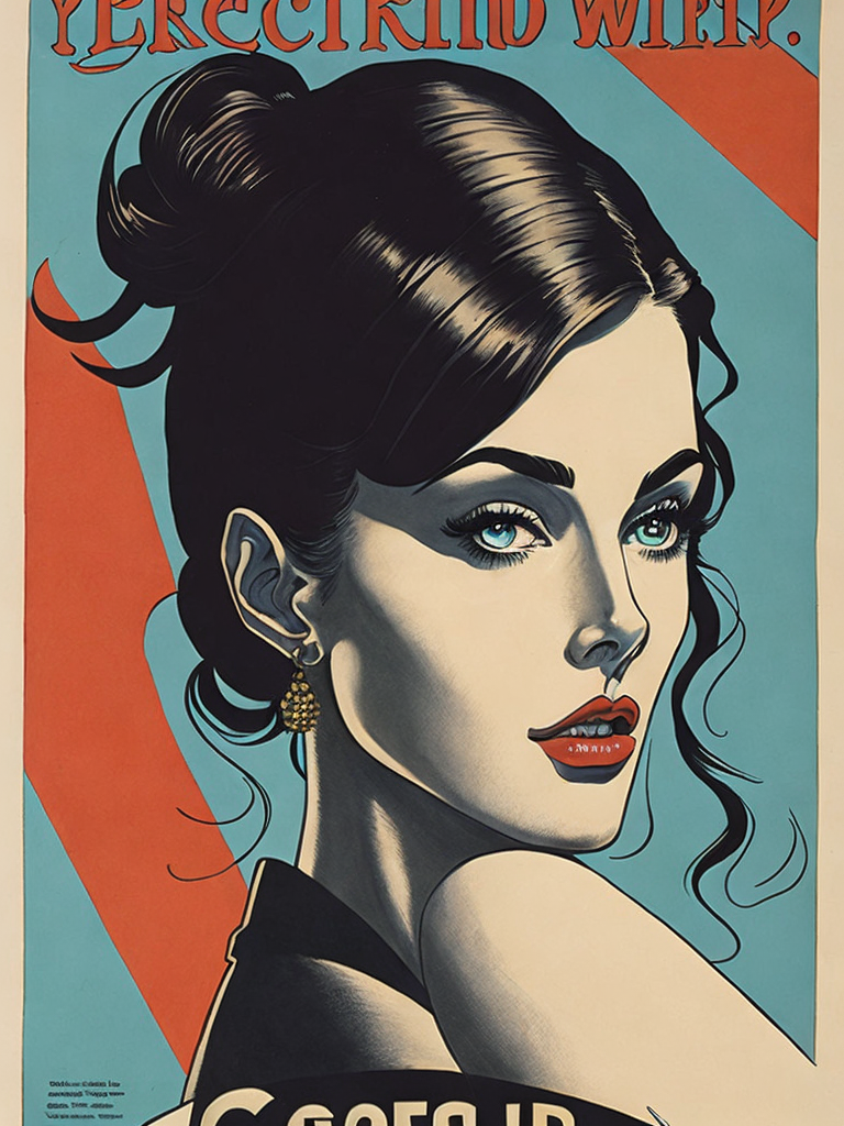 This artwork of a girl by George Wilson is an eye-catching poster-style drawing and illustration representing the iconic pulp style.