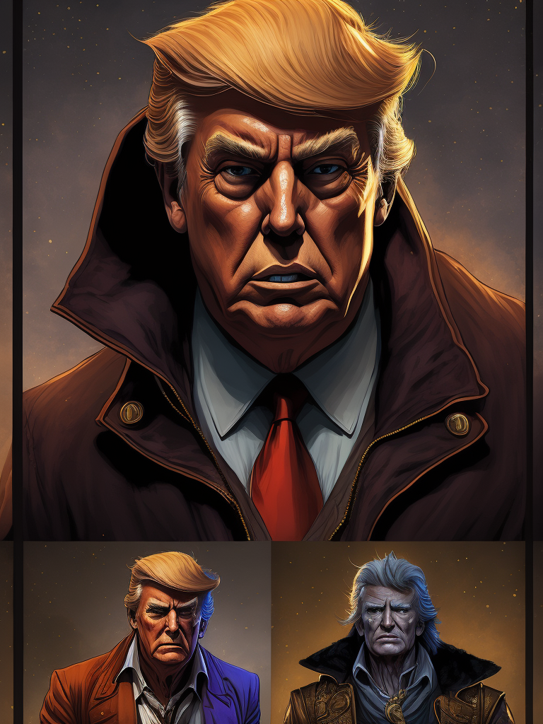 Donald Trump, Hero Portrait, Comics, Marvel, Horror, USA, style of Richard Corben