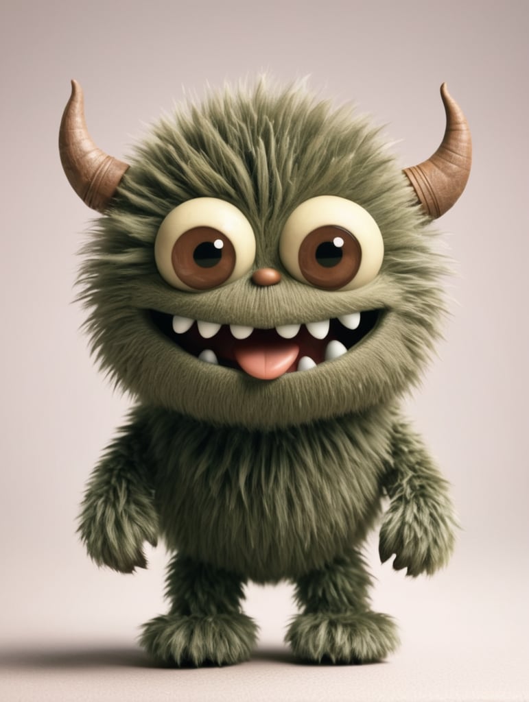 A cute brown furry monster driving a buggy