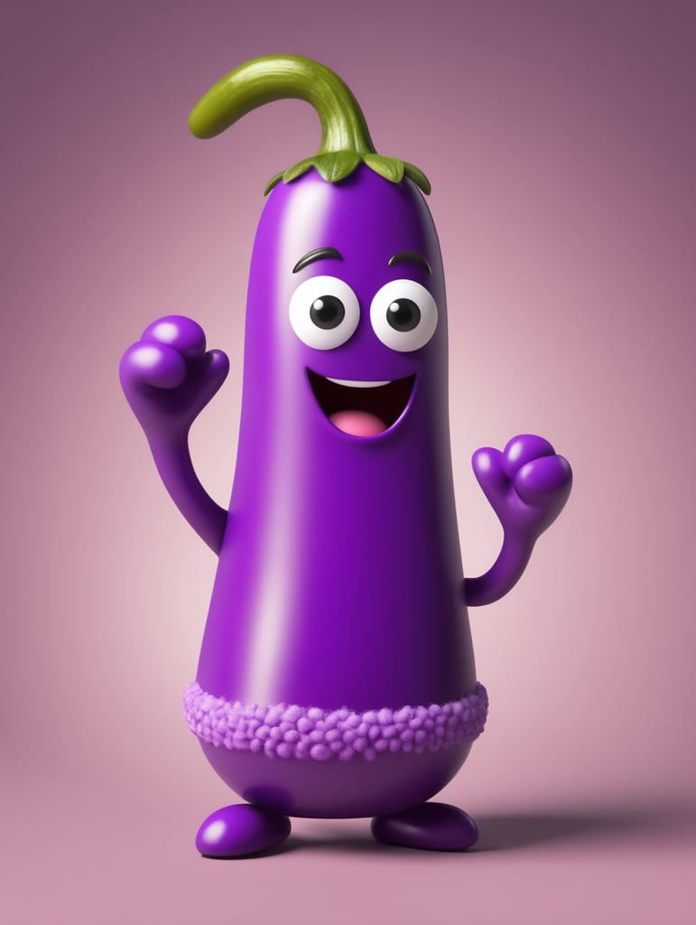 4k mascot of an adventurous and traveling finger pepper in purple color