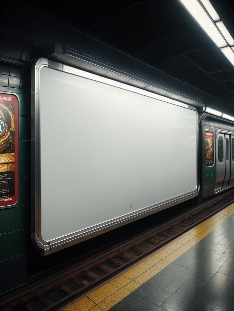 subway blank white billboard, mockup, mock up