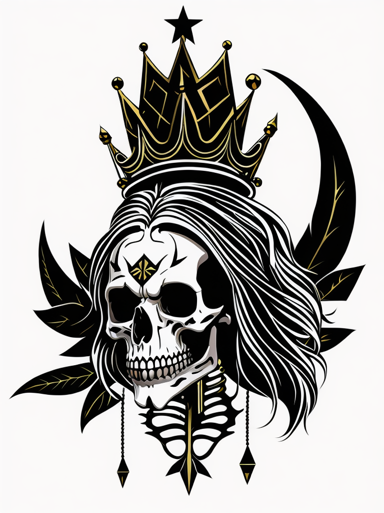 A vector art of a queen skeleton tattoo