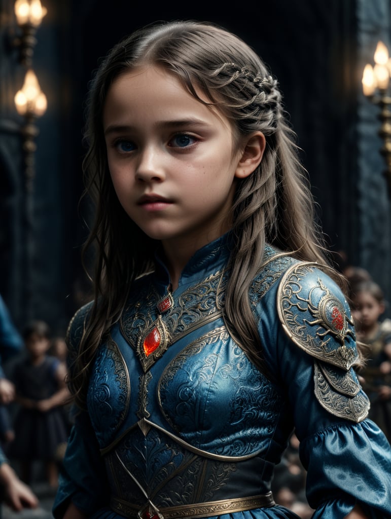 10 year old Targaryen girl, in blue dress.