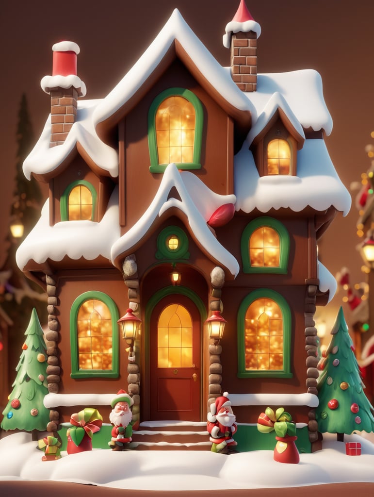 Beautiful brown big shiny funny santa clause house