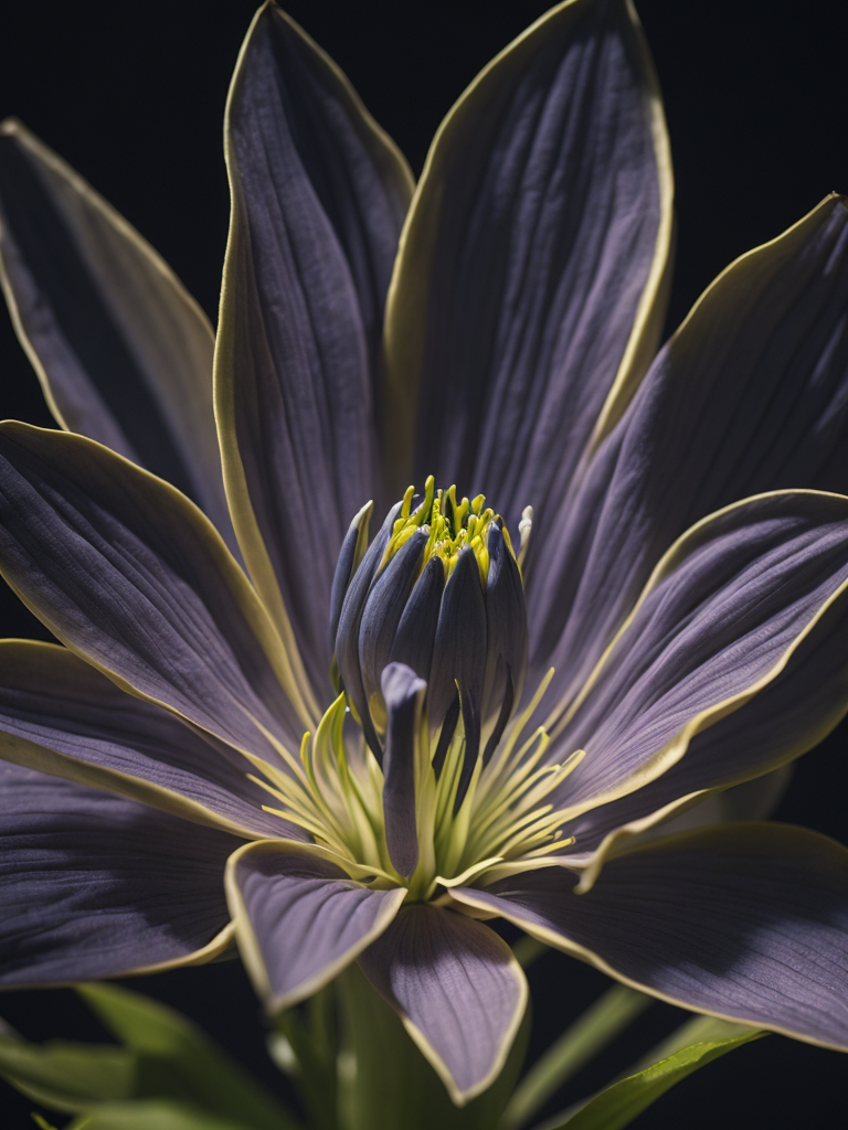 macro photo of a Bioluminescent Flower of a Lily, Glowing Bioluminescence