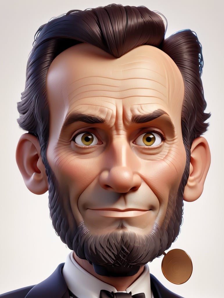 Half-body Portrait of Abraham Lincoln, bright and saturated colors, highly detailed, sharp focus, Bright expressive, Dramatic Lighting, Depth of field, Incredibly high detailed, on a white background