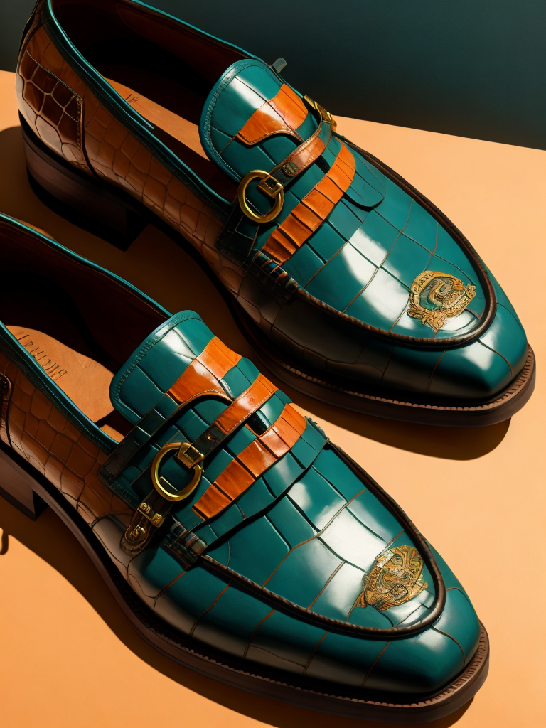 Super realistic gucci mexican gator skin shoe 3d octane render