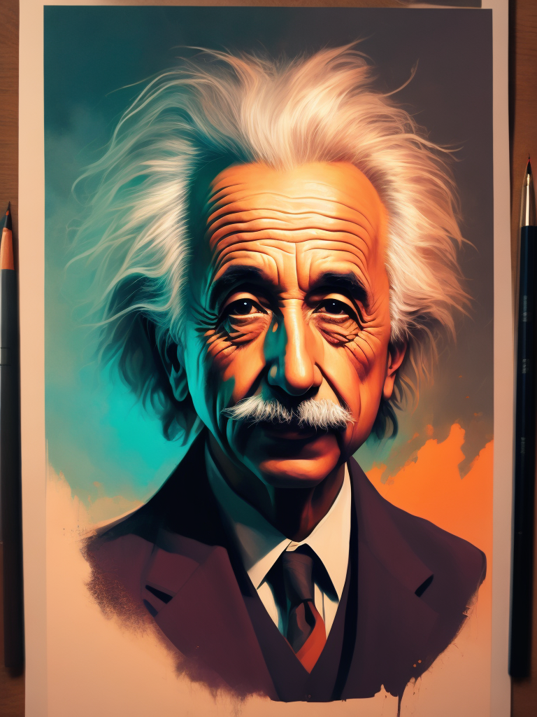 modern popular photo Albert Einstein, stylish, sunset, pastel colors --quality 2 --s 750 --v 5.2