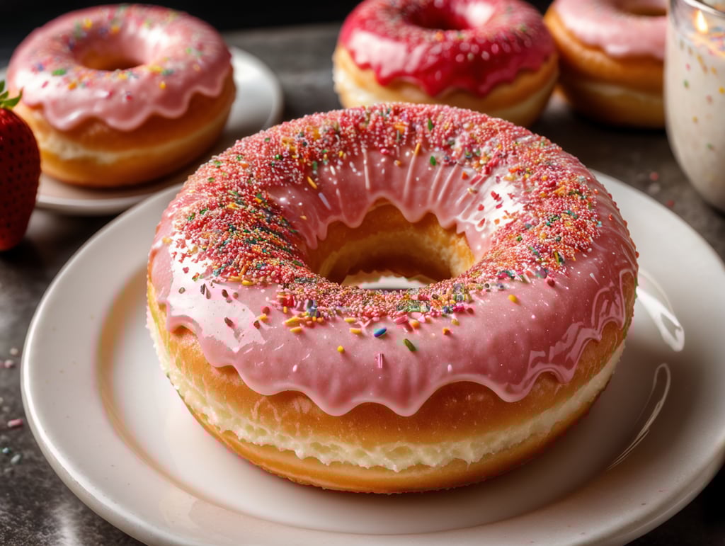 ciambella alle fragole con zuccherini colorati