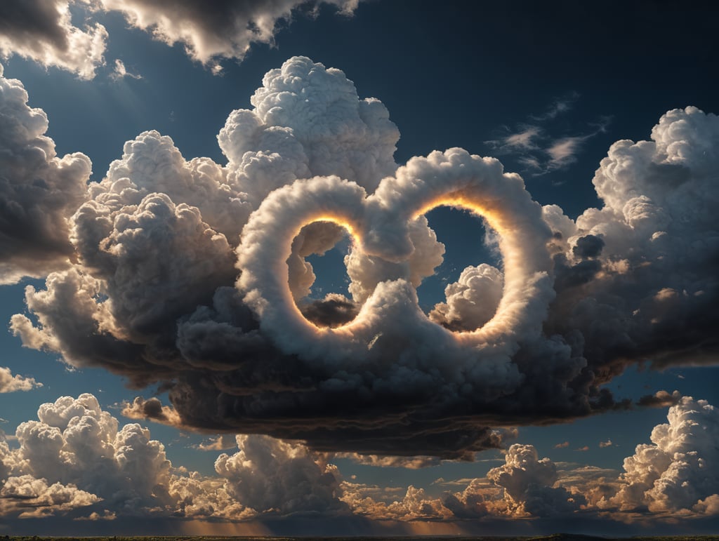 letter O and letter C as clouds in sky