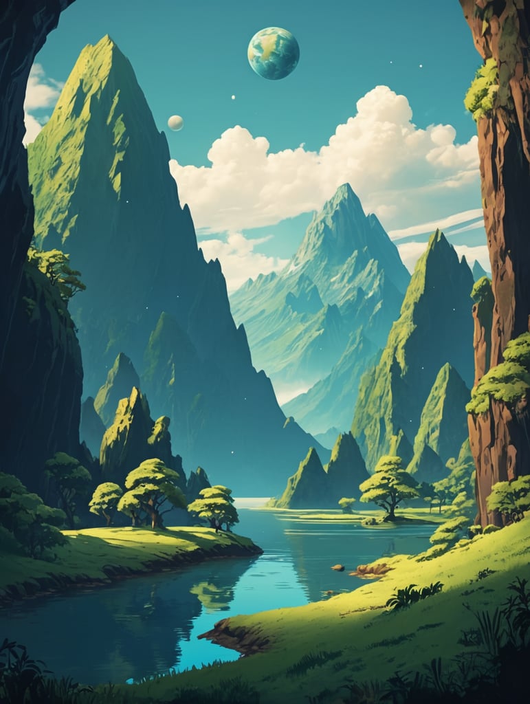 Earth planet, 2D art style