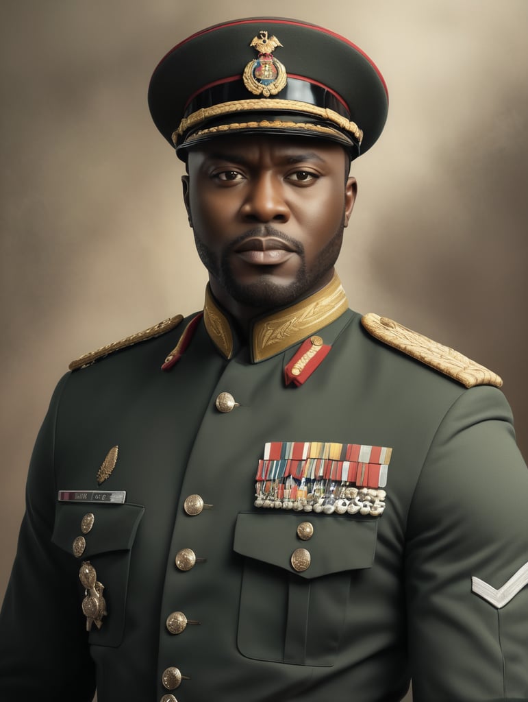 create an image of deyemi okanlawon in military uniform