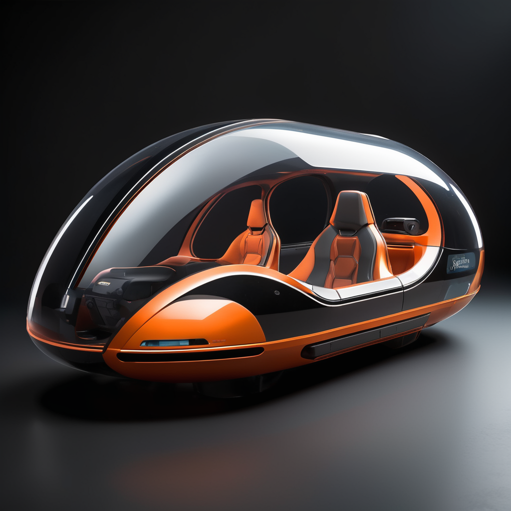 futuristic sci-fi pod car, Flat Design, Product-View, editorial photography, transparent, product photography, natural lighting, natural daytime lighting, zbrush, isolated, dark background