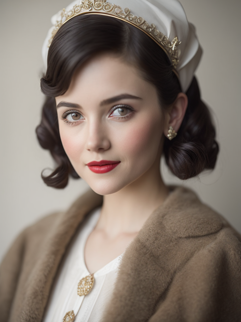 adorable Snow white, princess, delicate face, 1930s style