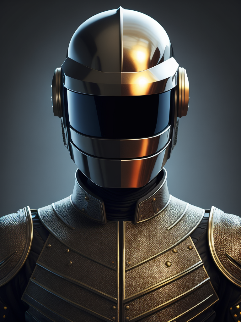 Une image des Daft punk avec une armure qui mélange leur casque et une armure médiévale