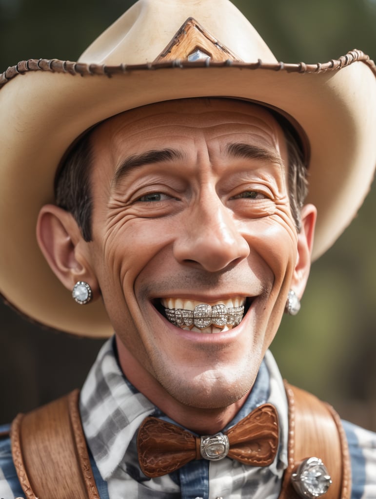 Woody with diamond grills on his teeth