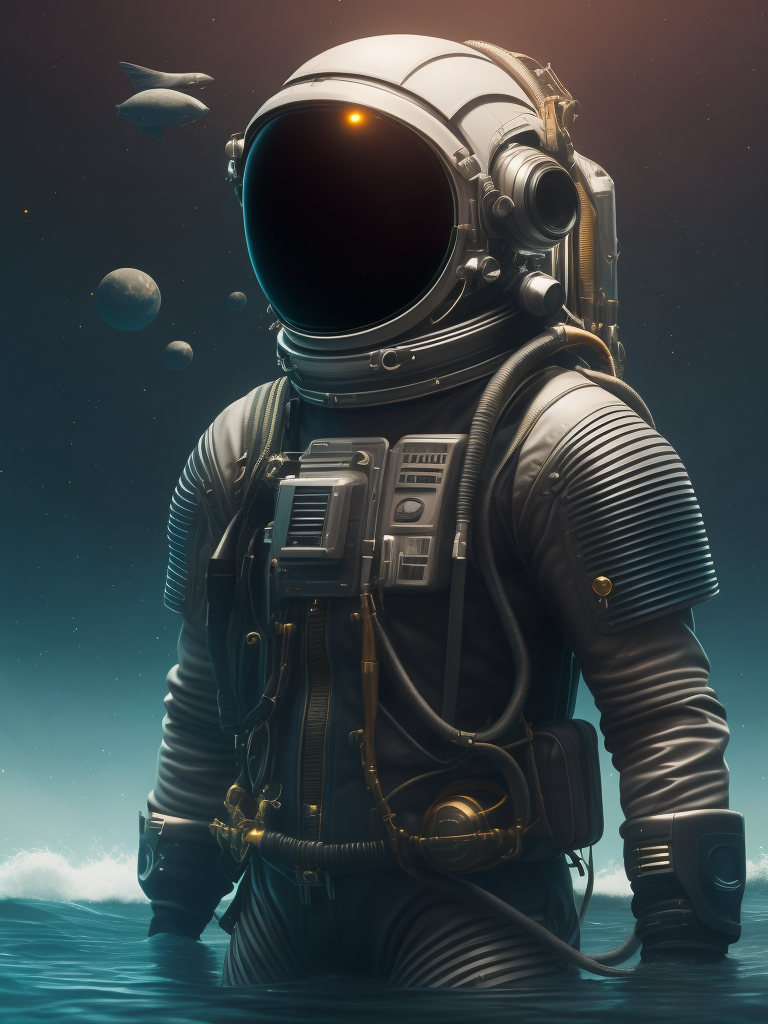 Astronaut in the ocean, daft punk style, photorealistic