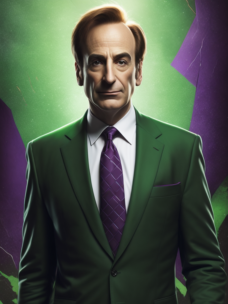 Saul goodman as green globin in a marvel movie, purple suit