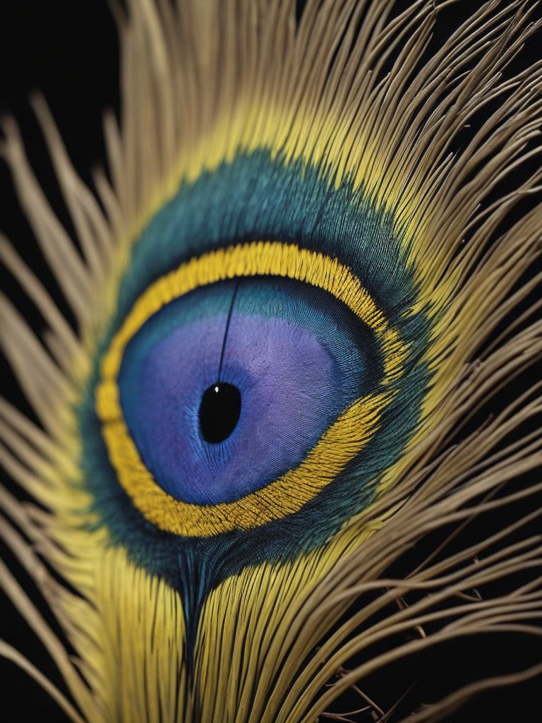 Флейта, перо павлина, желтый