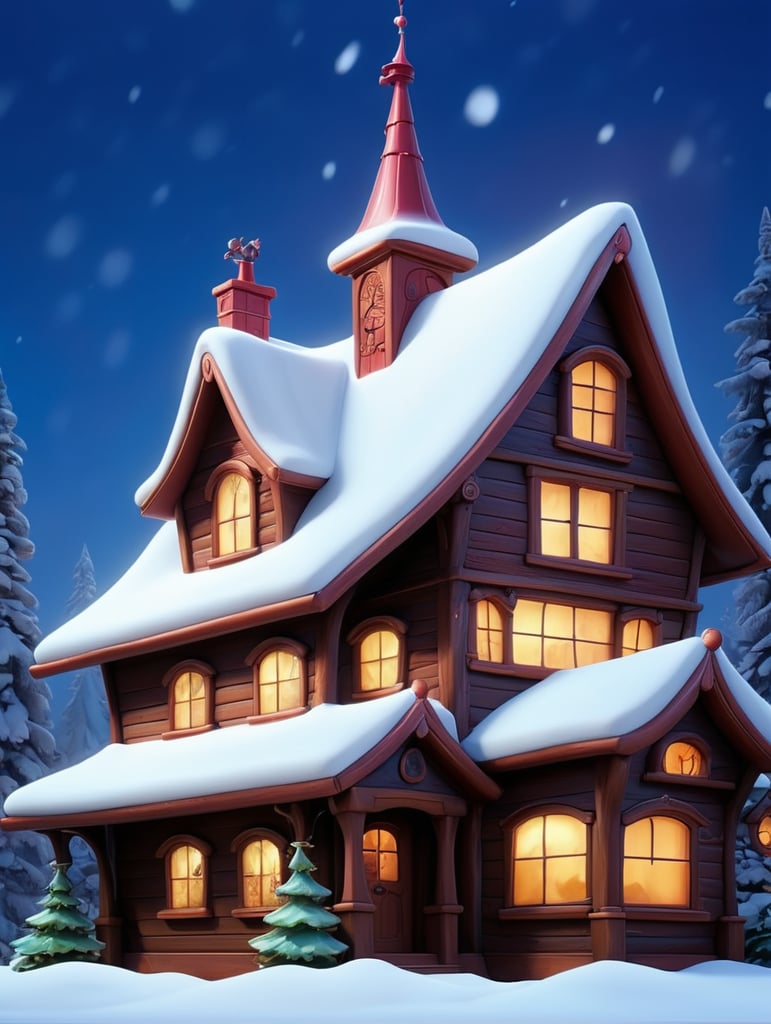 Beautiful brown big shiny funny santa clause house