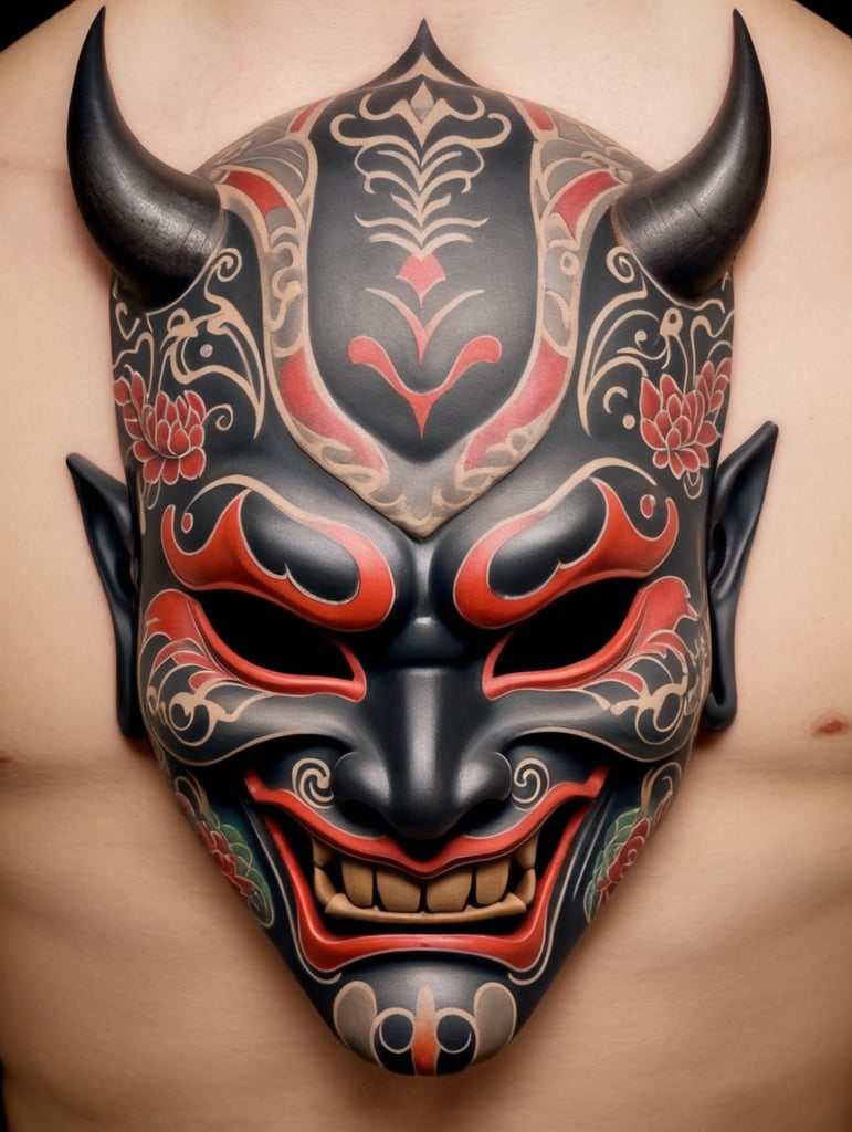 Hanya mask tattoo Japanese