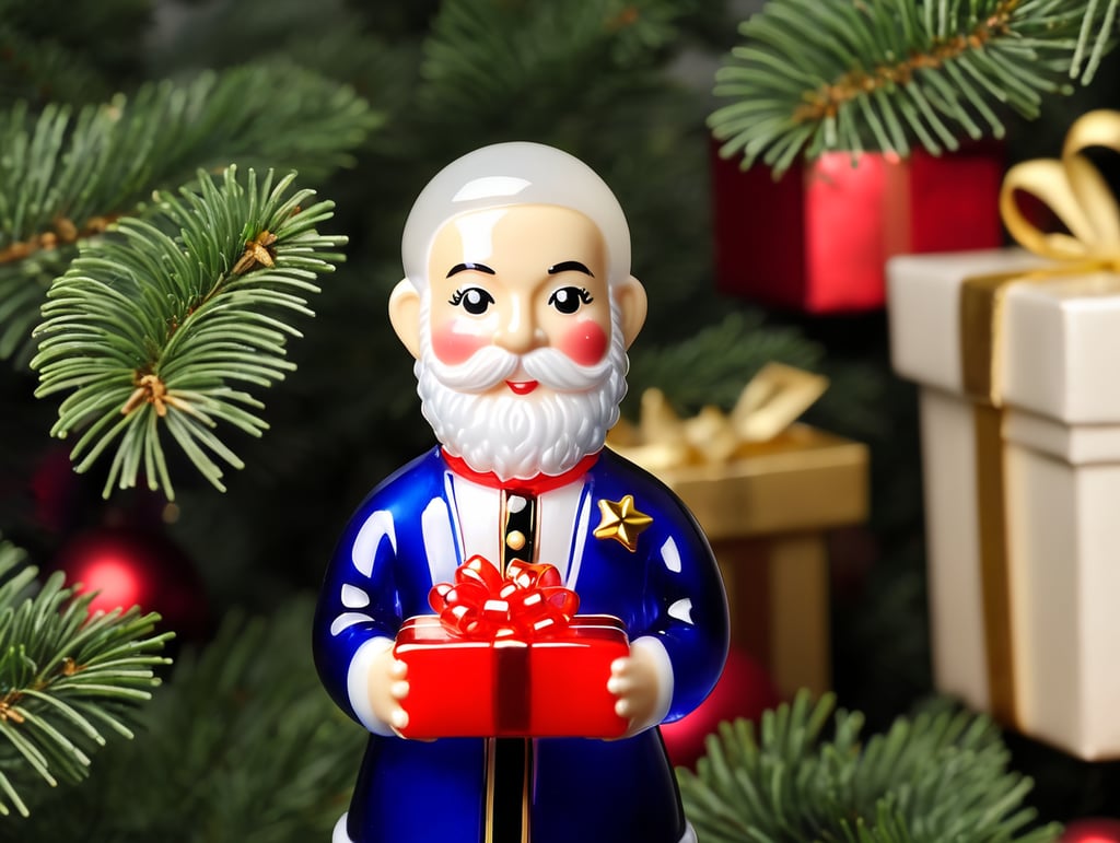 small glass glass figure holding gift box, Christmas toy for the Christmas tree