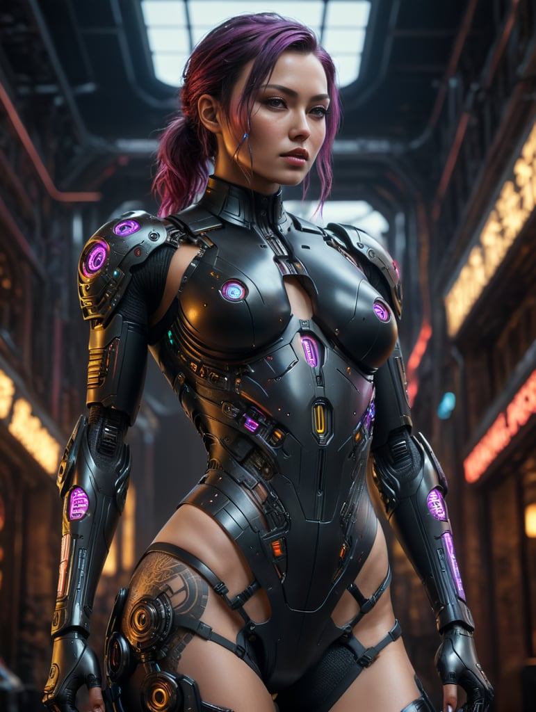 woman bodysuit stand cyberpunk fullbody