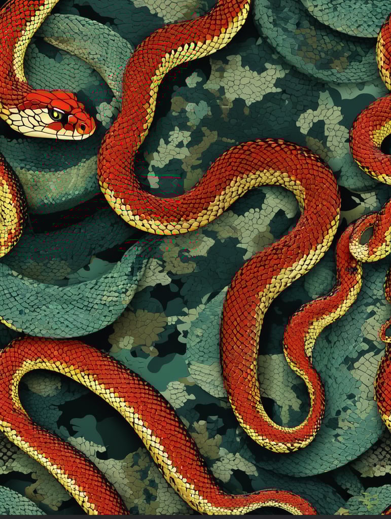 snake camouflage pattern, vector art, modern