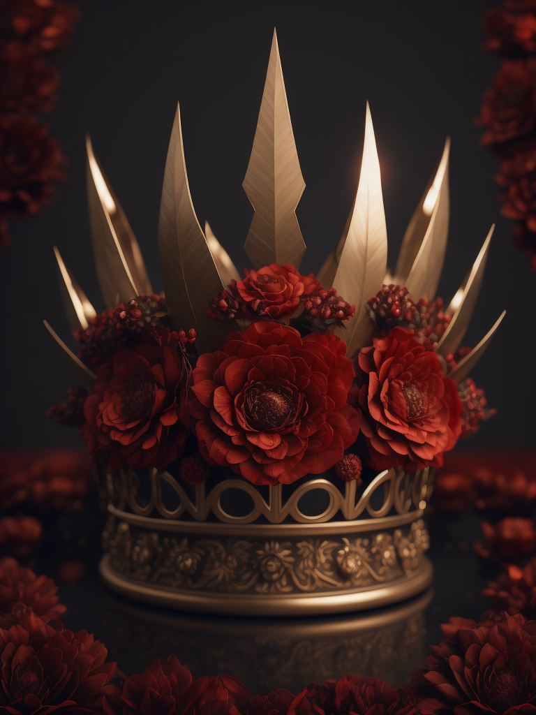 иллюстрация паттерн театр корона из цветов черти красный